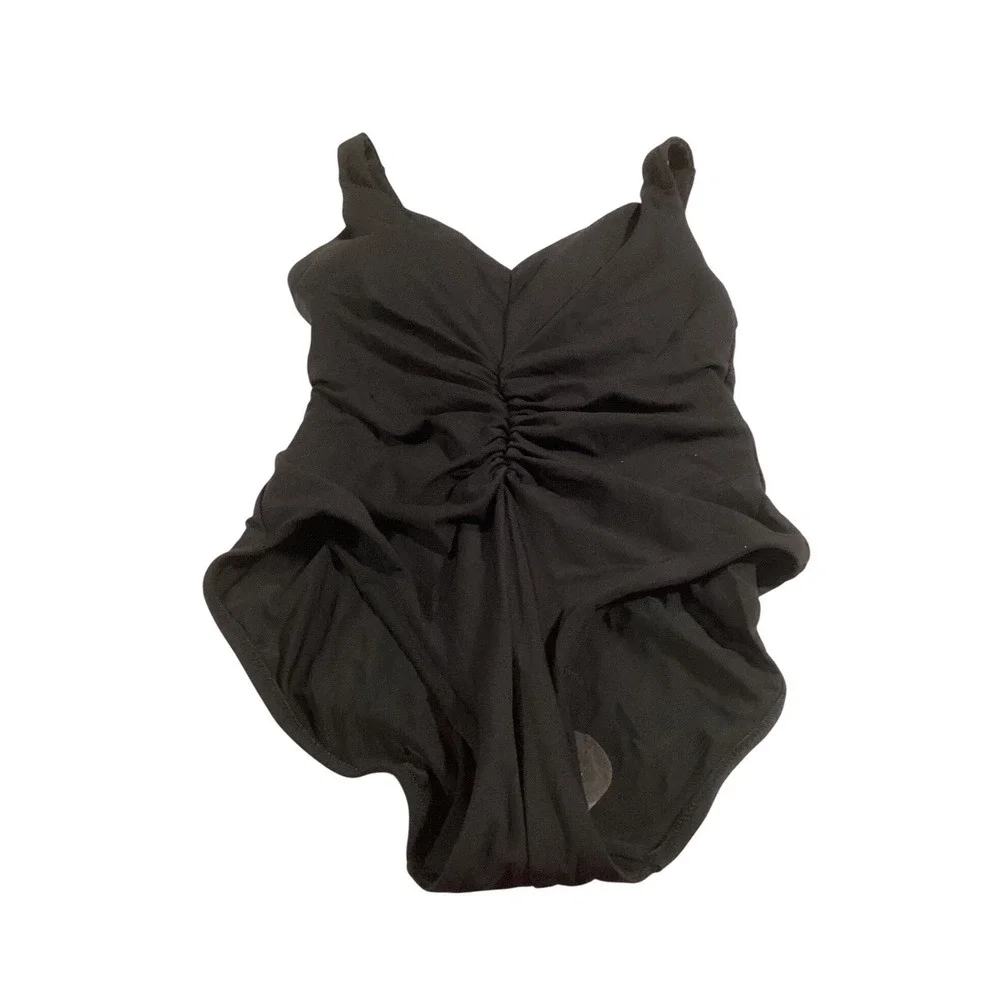 CALIA Womens‎ Black Ruched One Piece Swimsuit Lycra Xtra Life CALSP22007 Size 4